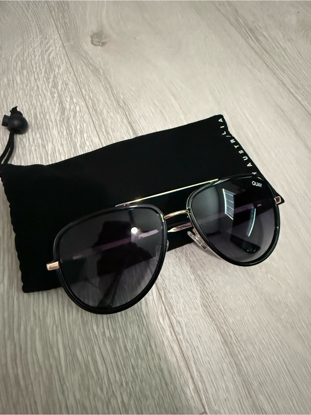 Quay Australia Black Aviator Sunglasses